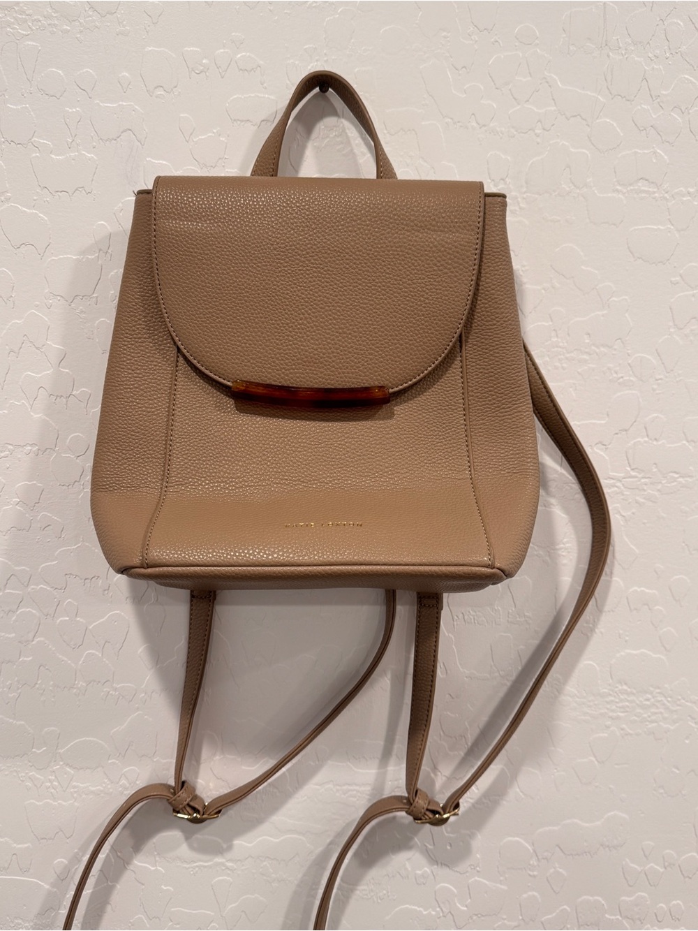 Katie Loxton Dani Pebbled Flap Mini Backpack Tan Tortiseshell Detail
